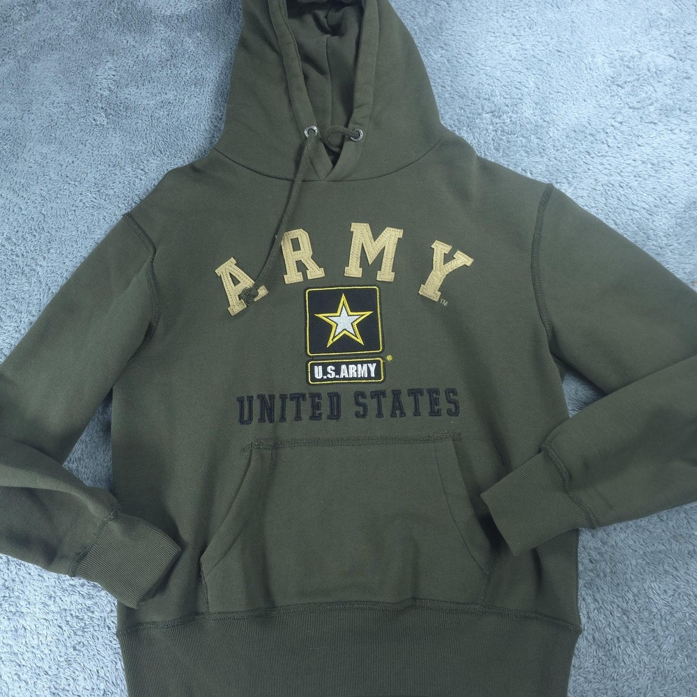 Rapid Dominance Hoodie Mens Small Green U.S. Army Pullover Sweatshirt Graphic